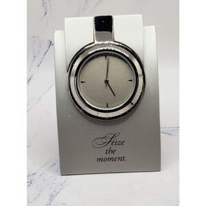 Miniature Pewter Seize The Moment Motivational 3 Inch Quartz Desk Clock